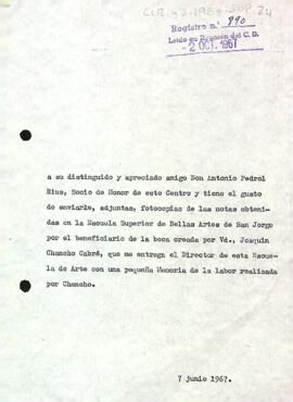 Carta del president a Antoni Pedrol Rius