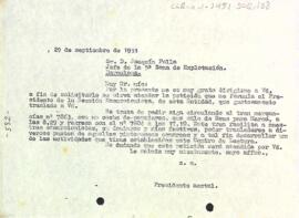 Carta del president accidental al cap de la 5a zona d'explotació sol·licitant que el tren mercantil 7863 continuï circulant, en benefici de la Secció Excursionista