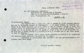 Carta del president al cap de secció administrativa del ministeri d'informació i turisme