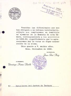 Memòries de la Cambra d'Indústria i Comerç de Reus