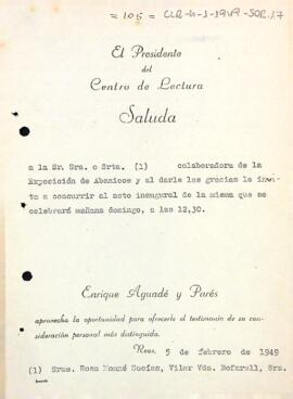 Agraïment del president a les col·laboradores de l'Exposició de ventalls per la invitació rebuda