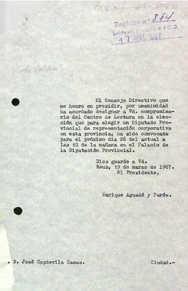 Carta del president a Josep Capdevila Casas
