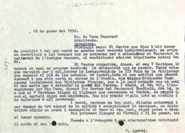 Carta del Centre de Lectura a Pere Benavent