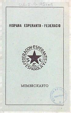 Carnet de soci de la Federació Esperantista Española