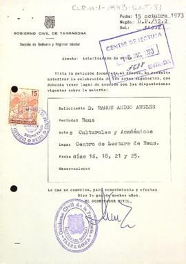 Autorització per a la celebració d'actes culturals i acadèmics