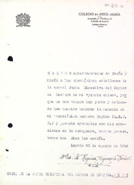 Carta de Maria Figuerola Rebull al Centre de Lectura de Reus