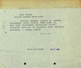 Còpia del telegrama dirigit a Juli Moisès comunicant que han estat degudament informats de la seva visita
