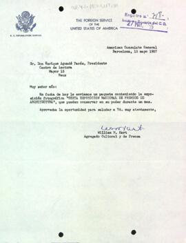 Carta del Consulat Americà al Centre de Lectura