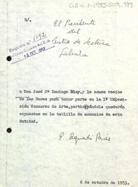 Carta del president a Josep M. Domingo Blay