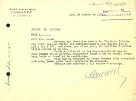 Carta d'Enric Mialet Blavi al president del Centre de Lectura
