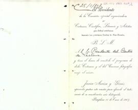 Invitació del Certamen Científic, Literari i Artístic de les Festes de Sant Fermí
