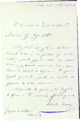 Carlos Cano envia una carta al president del Centre sol·licitant que se li envia un programa dels actes del Certamen