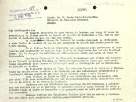Carta del president a ministre d'Educació Nacional pel seu nou nomenament