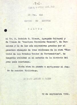 Carta d'agraïment a Rodolfo O. Rivera