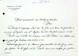 Carta del Grup Excursionista Montagut de Valls