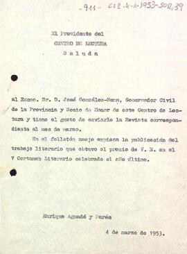 Carta del president al governador civil de la província de Tarragona