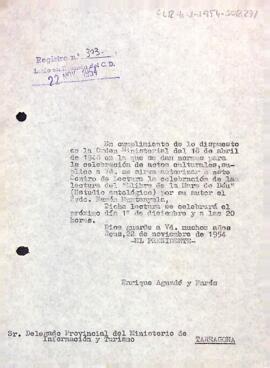 Carta del president al delegat provincial d'informació i turisme de Tarragona