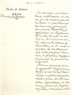 Llista d'activitats previstes per l'any 1909