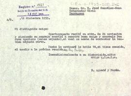 Carta del president al governador civil de la província de Tarragona