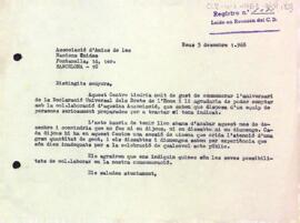Carta a l'Associació d'Amics de les Nacions Unides de Barcelona
