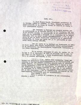 Carta del president accidental a la diputació provincial de Tarragona