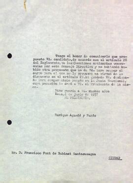 Carta a Francesc Font de Rubinat Santasusagna