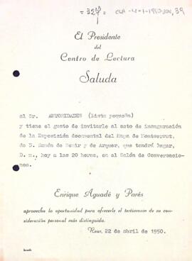 Invitació per les autoritats a la inauguració d'una exposició