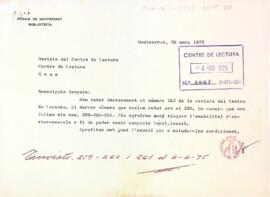 Petició de números de la Revista del Centre de Lectura