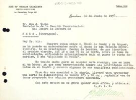Carta de Josep M. Thomas a la Secció Excursionista