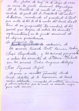 Esborrany de l'acta del 14 de maig de 1954 de la Secció de Tecnologia