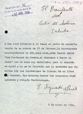 Carta del president a José Balcells