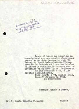 Carta del president a Ramon Vilella Figueras
