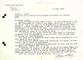 Carta de Ramon de Semir d'Arquer a la Secció Excursionista