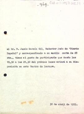 Carta del president a Jesús García Gil