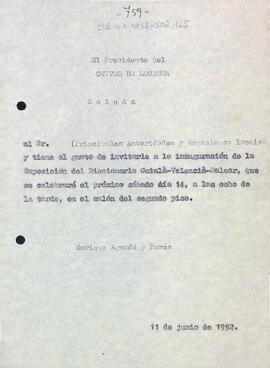 Invitació a la inauguració de l'Exposició del Diccionari Català-valencià-balear