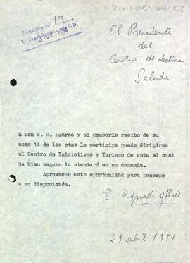 Carta del president a M. Pearse