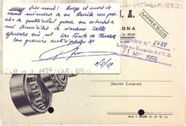 Carta de Ramon Torras Huguet al Centre de Lecdtura