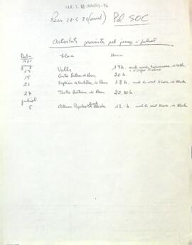 Esborrany manuscrit de l'agenda de juny i juliol de la Coral