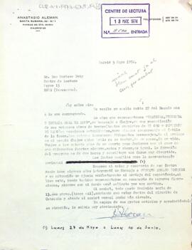Carta d'Anastasio Alemán proposant respresentar una obra de teatre