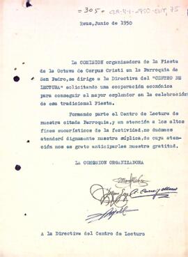 La Parròquia de Sant Pere demana la col·laboració econòmica del Centre de Lectura