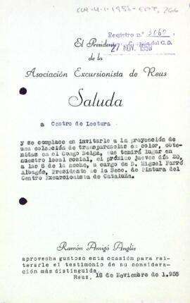 Invitació de l'Associació Excursionista de Reus