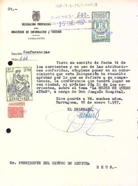 Carta de la Delegación Provincial del Ministerio de Información y Turismo