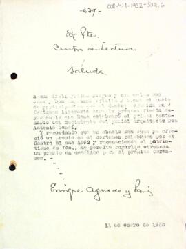 Carta del Centre de Lectura a Joan i Caietà Vilella