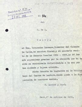 Agraïment per les memòries de l'Escola de la Salle de Reus
