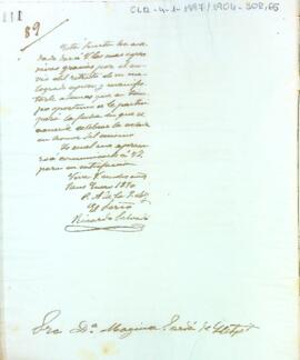 Carta d'agraïment de la junta de govern a la vídua de Tomás Lletget pel retrat entregat del seu difunt espòs