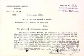 Carta de Miguel Linares Sabater