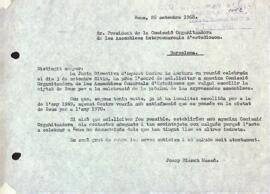 Carta del president a la Comissió Organitzadora de les Assemblees Intercomarcals d'Estudiosos