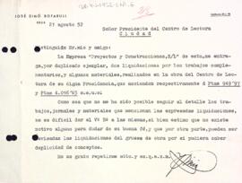 Carta de Josep Simó Bofarull al president del Centre de Lectura de Reus