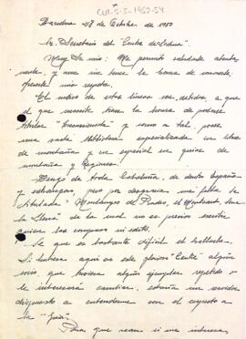 Carta de Ricard Gras Pons a la Secció Excursionista