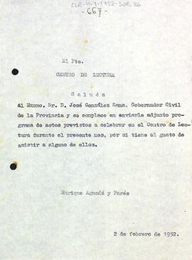 Carta d'Enric Aguadé Parés a José González Sama